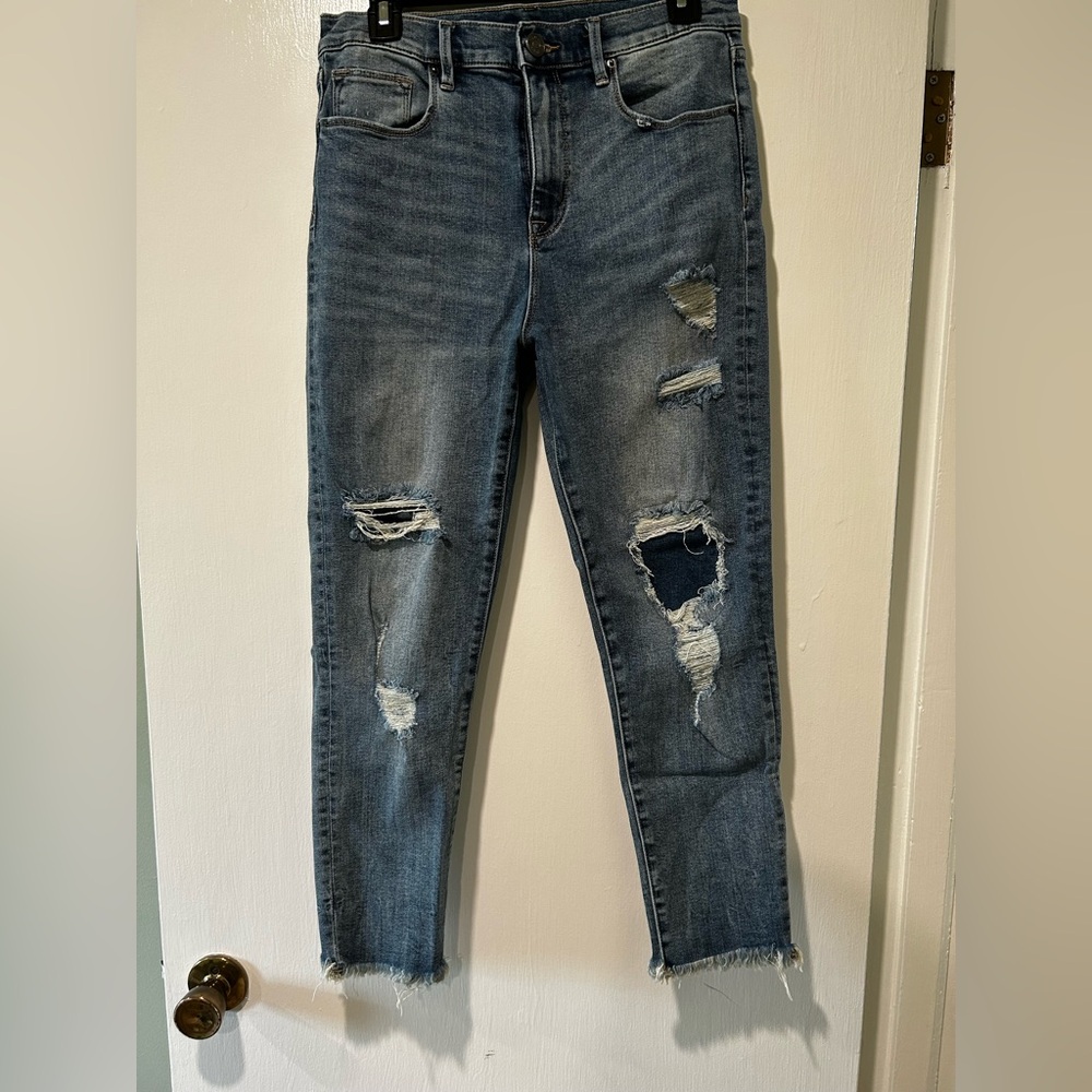 Distressed Patch Jeans - image 1